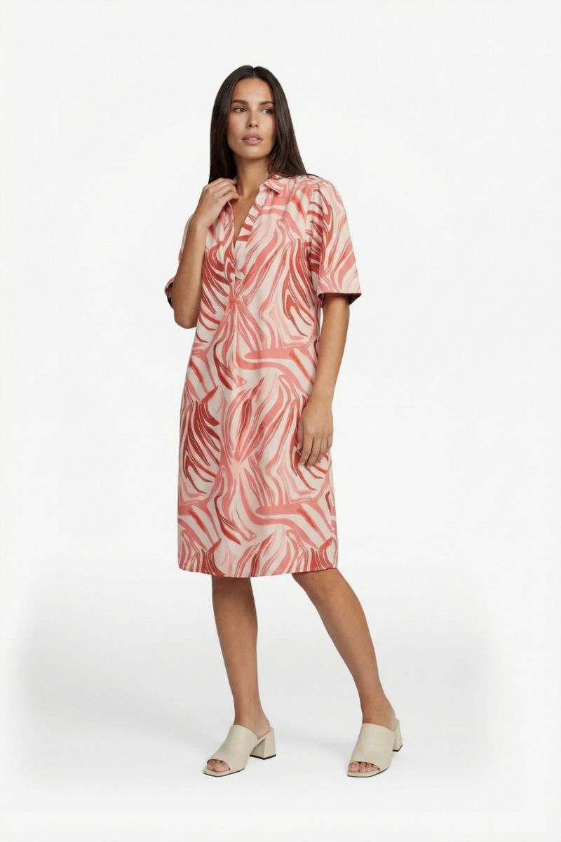 G-maxx Alette Dress in sand en cranberry